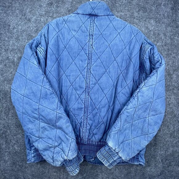 Cotton On Jacket Womens 2 Small Blue Quilted Chore Coat Retro Boho Bomber Faded - Picture 2 of 6